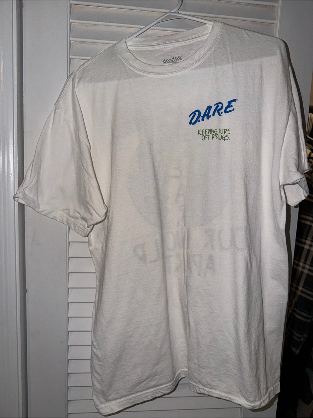 D.A.R.E. Drugs Will Tear Our World Apart T-Shirt White Large